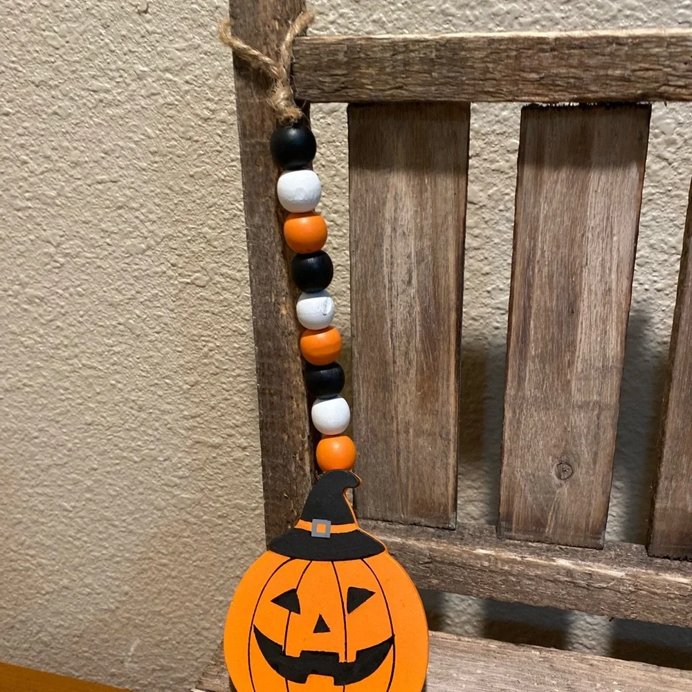 Halloween Beaded Garland Set Of 3, Black Cat Garland, Ghost Beaded Garland Set